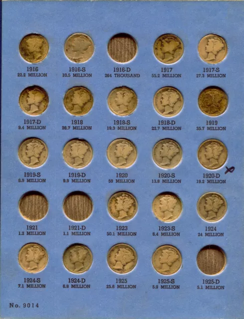 W@W  Partial Mercury Dime Set 1916-45 (  73 dimes  )  Average Circulated !!!!