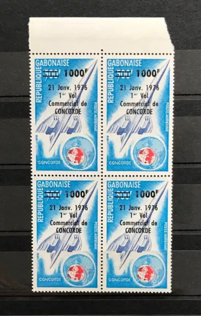 1976 GABON  stamps 1st Concorde Commercial Flight - Block of 4 New**/MNH