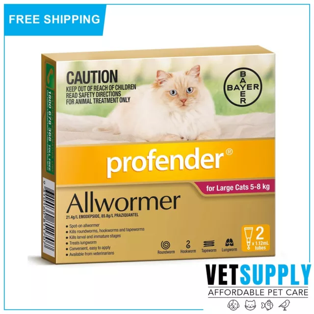 Profender Allwormer For Large Cats 5 to 8 Kg Pink 2 Pipettes