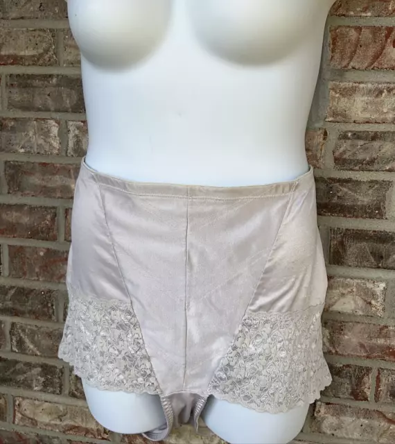 Vintage Crown-ette Satin Panty Girdle ~Womens 38 ~Beige Support Lingerie