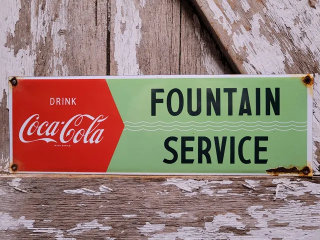 Vintage Coca Cola Porcelain Sign Old Coke Beverage Advertising Soda Pop Drink 3