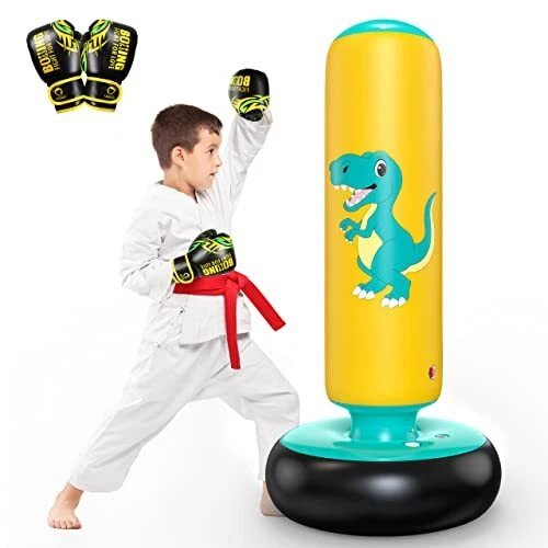 Inflatable Punching Bag, 48 Inch Stable Inflatable Boxing Bag for 3-6