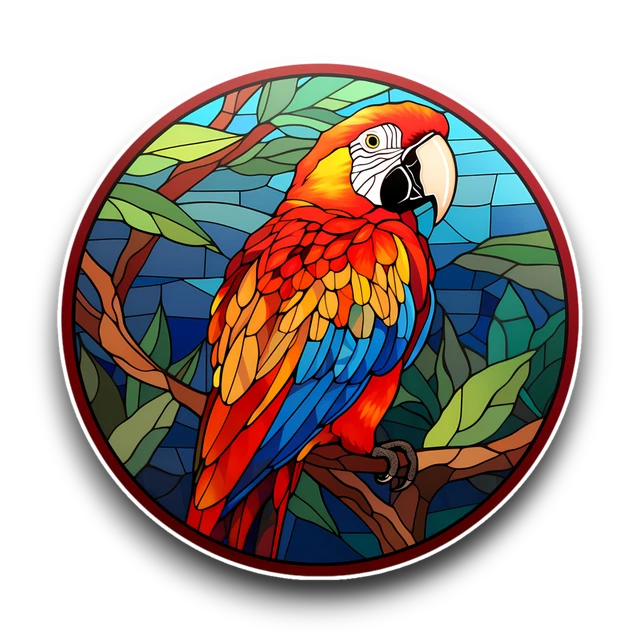 Curated visual reference: Fresh Look at Large Macaw Parrot Bird Stained Glass Window Opaque Vinyl Sticker