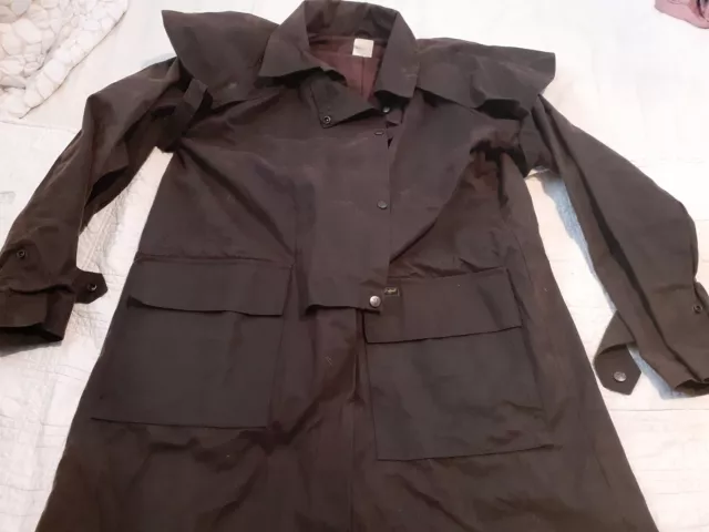 Bushtrader Outback Trading Oillskin Waxed Duster Long Jacket Brown Mens Size Med