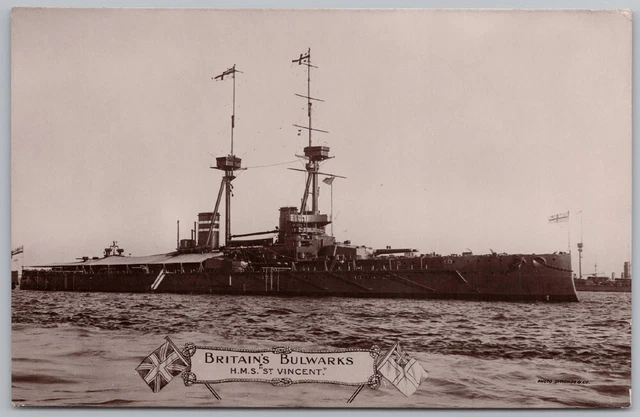 HMS ST VINCENT Royal Navy Battleship Britain's Bulwarks RP Postcard £4. ...