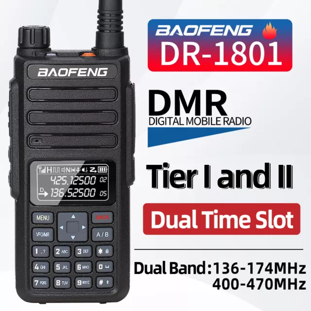 Baofeng DR-1801 DMR Walkie Talkies Dual Time Dual Band Slot Digital/Analog Radio