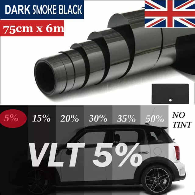 PRO LIMO BLACK 5% CAR WINDOW TINT ROLL 6M x 75CM FILM TINTING.