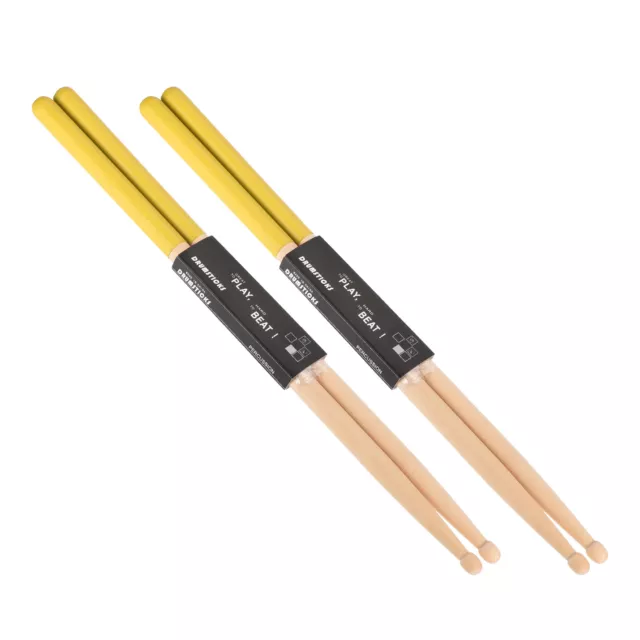 Maple Wood Drumstick 5A Anti Slip Handle Grips Drum Stick Yellow, 2 Pair