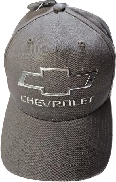 GM CHEVROLET Men's OSFM Snapback Gray Logo Run Cap Trucker Adjustable Hat NEW