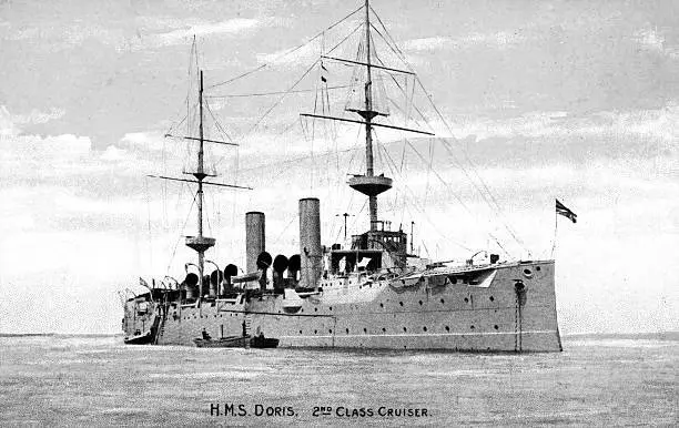 British Royal Navy Battleship Cruiser HMS Doris SHIPPING NAVAL OLD PHOTO