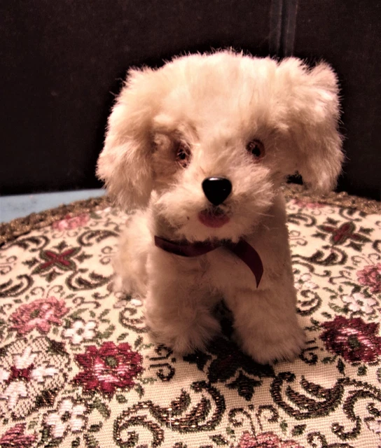 TINY VINTAGE GERMAN SALON DOG 3" Fur Pet For Antique French Dolls & Dollhouse