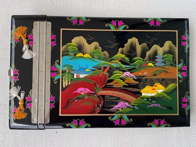 Vintage Japanese Lacquered Musical Photo Album Never Used With Box 2