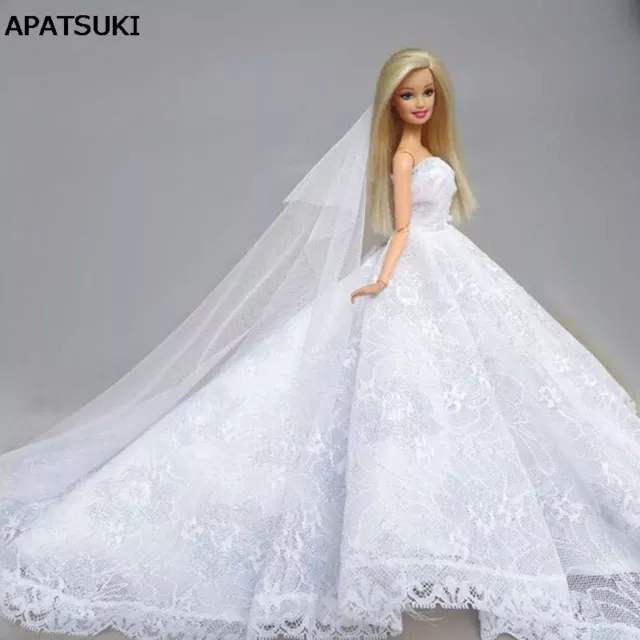 Pure White Lace Doll Clothes Wedding Dress For 11.5" Dolls Clothes Outfits 1/6