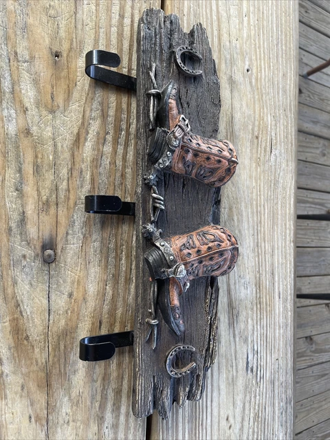 Western Cowboy  Boots Horseshoe Bar wire Coat /Hat Rack, 3 Hooks, Hobby Lobby