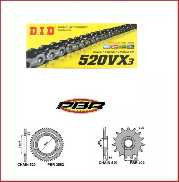 Bmw F 650 Gs St 2004 2007 Trasmissione Kit Did 520Vx Catena Corona 47 Pignone 16