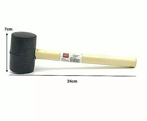 Marteau Maillet Tête en Caoutchouc Manche Bois 300gr Carrelage Rôles Tapis Hmj