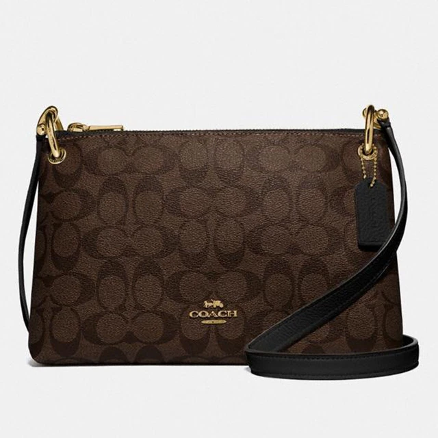 NWT COACH MIA Crossbody In Signature Canvas brown black F76646