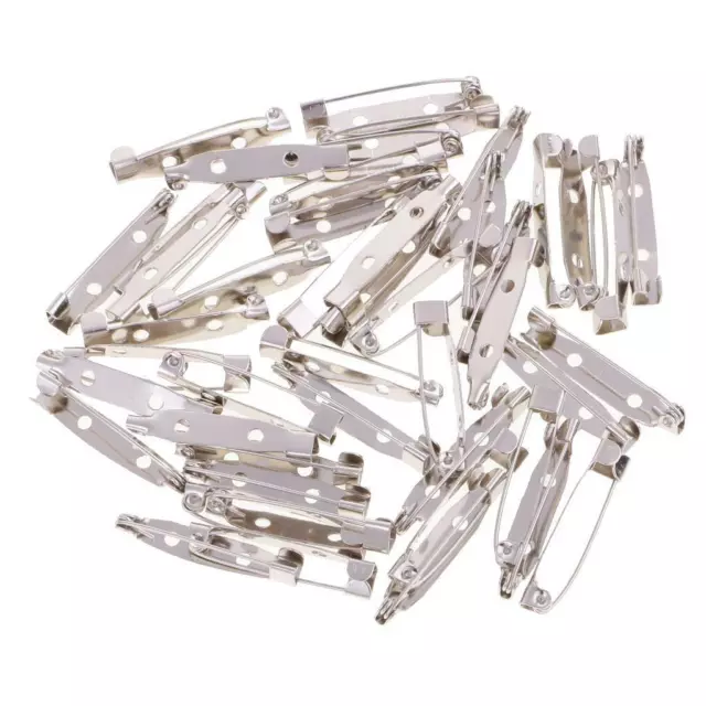 100pcs Silver Metal Craft Pin Back Clasp Brooches Safety Pins Bar Pins Findings