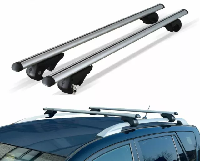 Locking Universal Aluminium Car Roof Bars Cross Rack 1.3M For Raised Rails 60kg