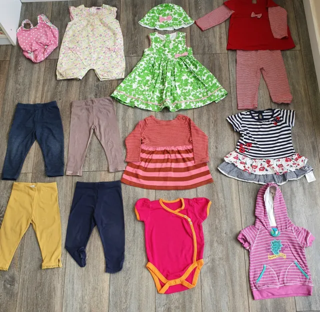 BABY GIRL CLOTHES BUNDLE - AGE 12-18M - Tops Leggings Dress Swimsuit 14 Items