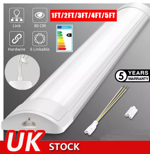 Bright LED Batten Light Fluorescent Ceiling Tube Light 6500K 54W 2FT 4FT 5FT 6FT