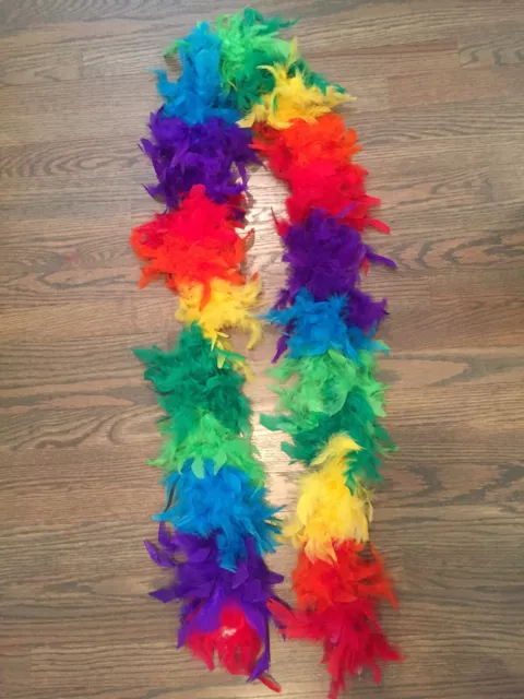 Halloween Rainbow Feather Boa/Plush and Full/Costume/ 6'/Multicolor/Party/Pride