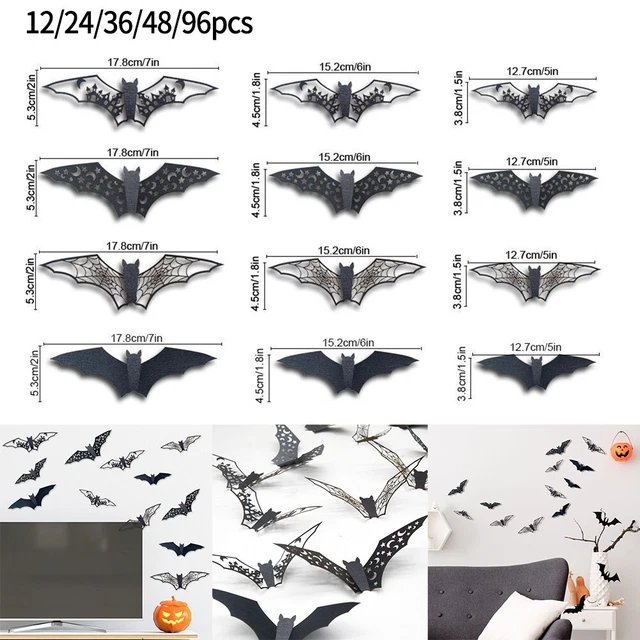 Decalcomanie da parete silhouette pipistrello accento casa set l'umore per divertimento inquietante