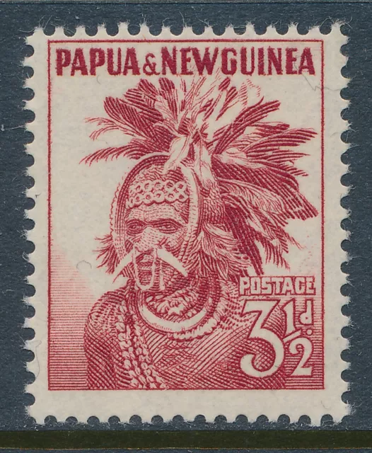 1952 PAPUA NEW GUINEA 3½d CARMINE RED FINE MINT MNH SG6