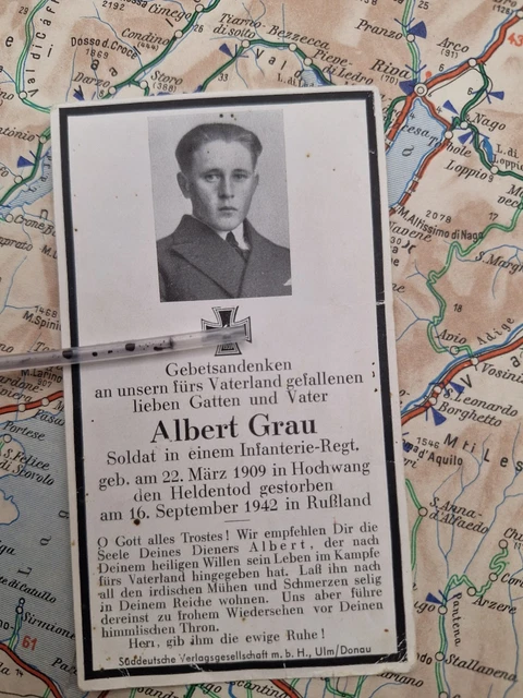 STERBEBILD WEHRMACHT INF.-REGT. Hochwang gefallen 16.9.1942 Rußland ...