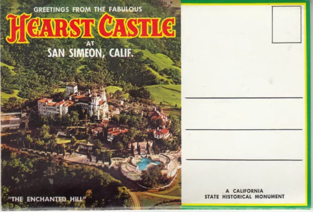 Vintage HEARST CASTLE 14 Postcard Type Fold Out Views at SAN SIMEON CALIFORNIA