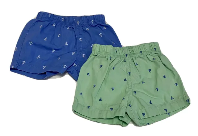 Carters Baby Infant Boys Size 3 Months 2 Piece Nautical Board Shorts Lot 3m