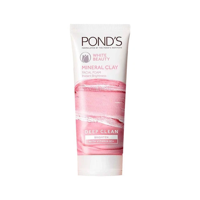 Pond's Blanco Belleza Mineral Arcilla Da Instantáneo Brillo Cara Lavado Espuma