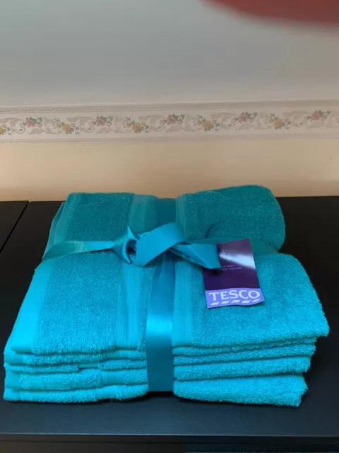 TESCO 5 PIECE Towel Bale in Teal Green 8.00 PicClick UK