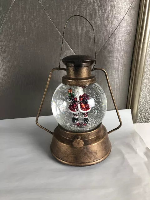CHRISTMAS SNOW GLOBE LED Lighted Lantern Battery Operated Swirling ...