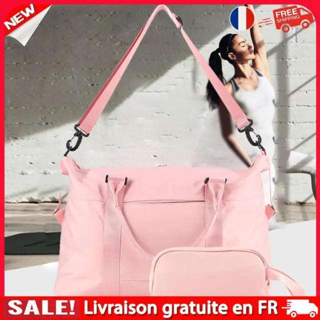 2pcs Gym Bag Waterproof with Wet Dry Separation Bag Cosmetic Bag (Pink)