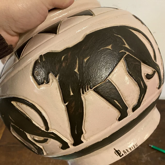 Simone et Octave LARRIEU Grand Vase Céramique Pays Basque Panthère Art Deco