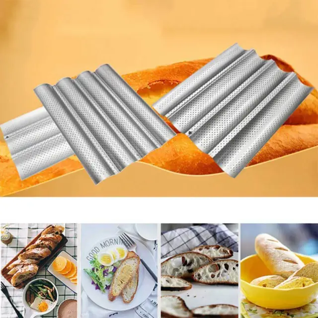 French Baguette Pan Non-Stick Bread Baking Loaves Mold Cooking Silicone Tray New