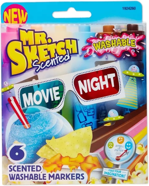 (6) Mr. Sketch Scented Washable Markers Popcorn, Nacho Cheese, Root Beer