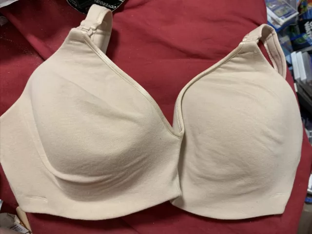 be by Berlei Maternity Bra Size 10E Beige Wirefree Nursing Clip Padded