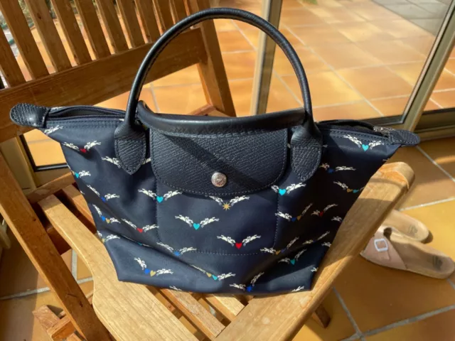 sac à main pliage Longchamp série limitée bleu-marine 