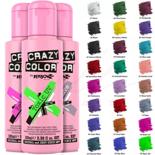 CRAZY COLOR Semi-Permanent Conditioning Hair Dye Color Cream 100ml *CHOOSE*