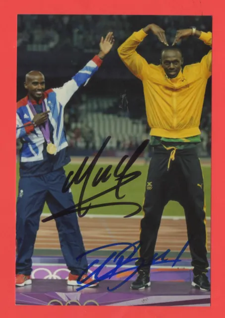 2 autografi originali USAIN BOLT (Giamaica) + MO FARAH (Inghilterra)!!  TOP RARITÀ
