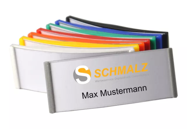 100x Kunststoff Namensschild  75x30mm versch.Farben ABS-Kunststoff Nadel/Magnet