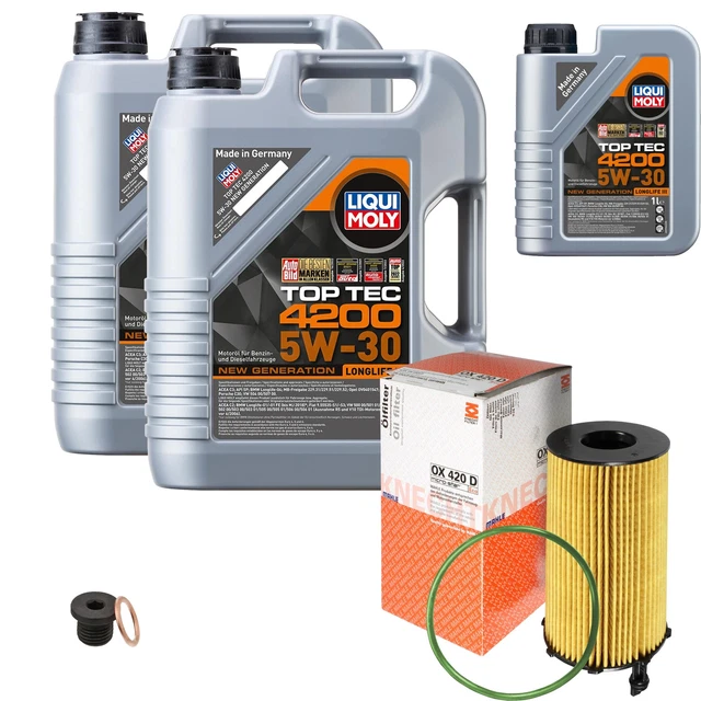 Filtro olio Mahle 11 L LIQUI MOLY Top Tec 4200 5W-30 per Audi A8 3.0 TDI quattro