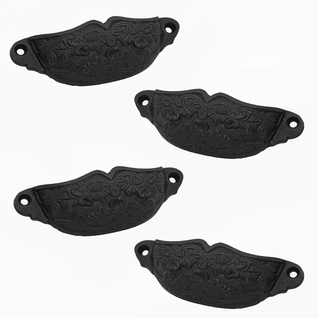 Cast Iron Drawer Pull Handles Black Cabinet Pulls Handles Set of 4 Pcs Hardware