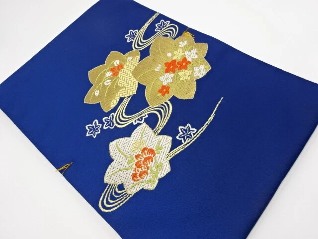 6550652: Japanese Kimono / Vintage Unused Nagoya Obi / Woven Stream & Maple Leav