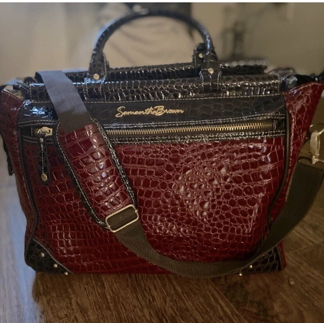 Samantha Brown Carry On Maroon Weekender Croc Embossed