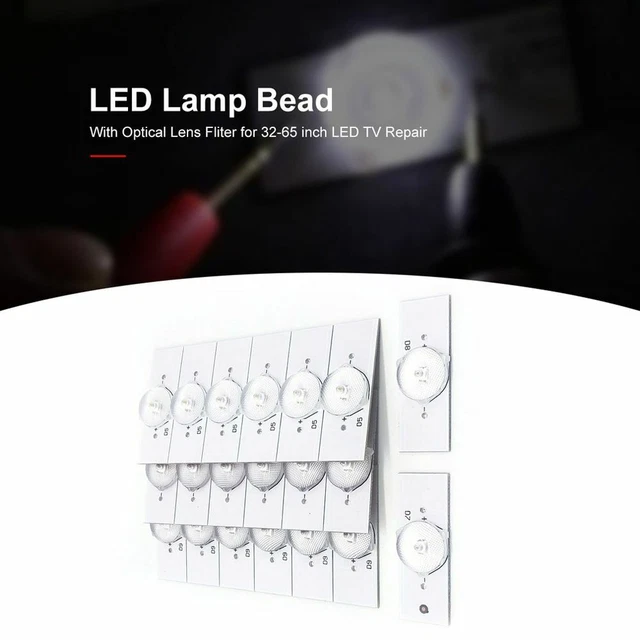 20Pcs 3/6V SMD Lamp Beads with Optical Lens Fliter for 32-65 inch LED TV Repair