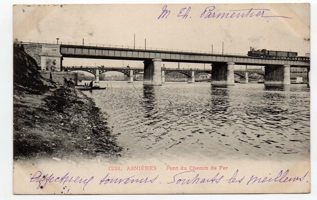 ASNIERES - Hauts de Seine - CPA 92 - un train sur le pont du Chemin de Fer
