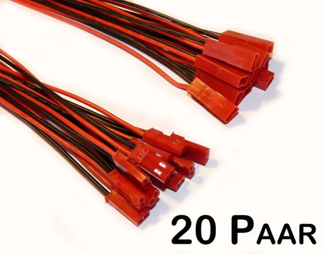 20 Paar JST BEC Stecker / Buchse mit Kabel 150mm 40x Connector Lipo Akku